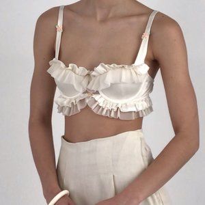 Vintage Cream Ruffled Bralette Top